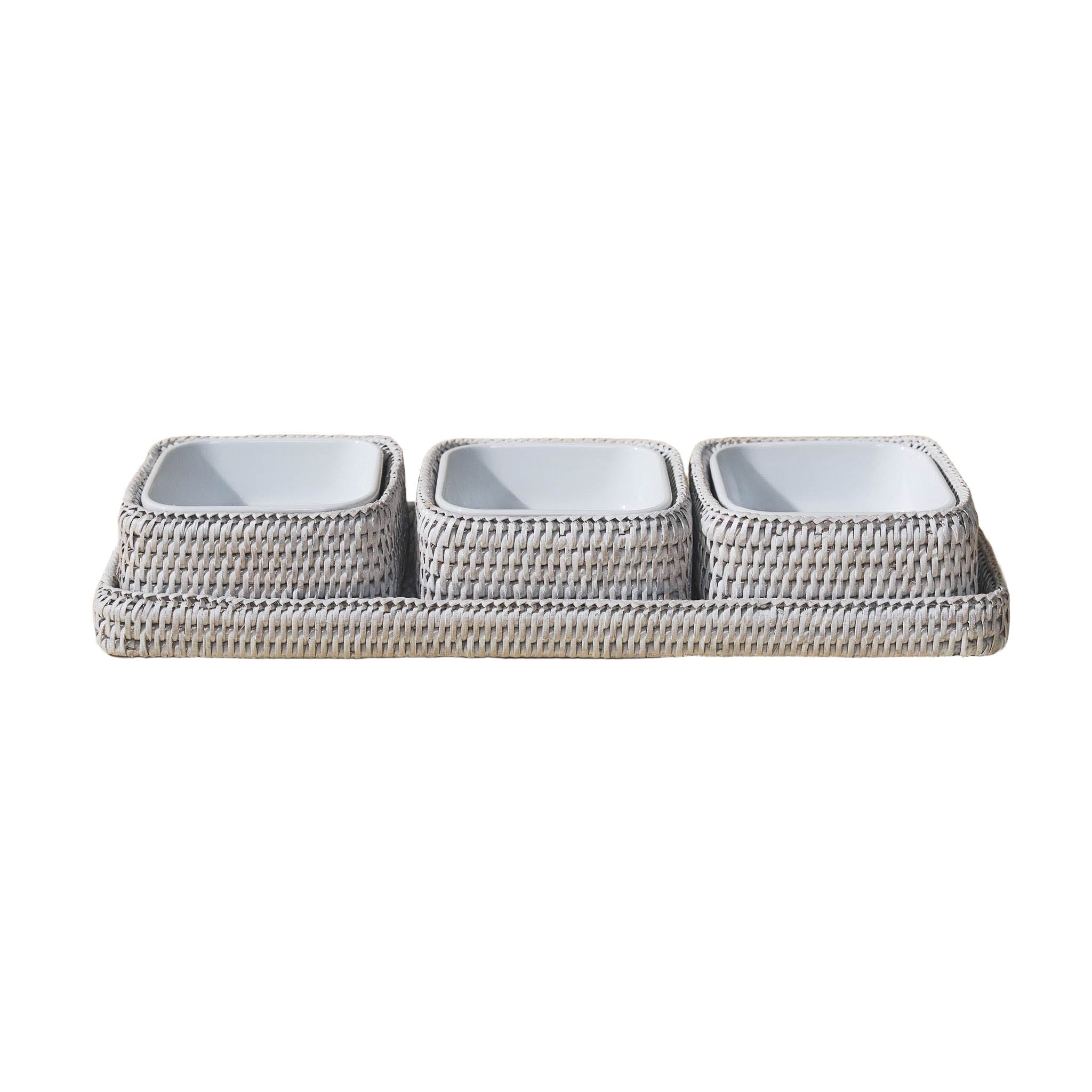 Rattan Üçlü Servis Seti