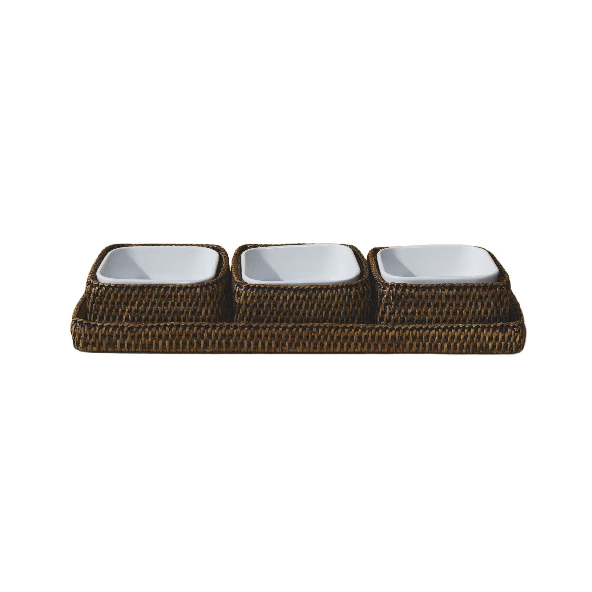 Rattan Üçlü Servis Seti