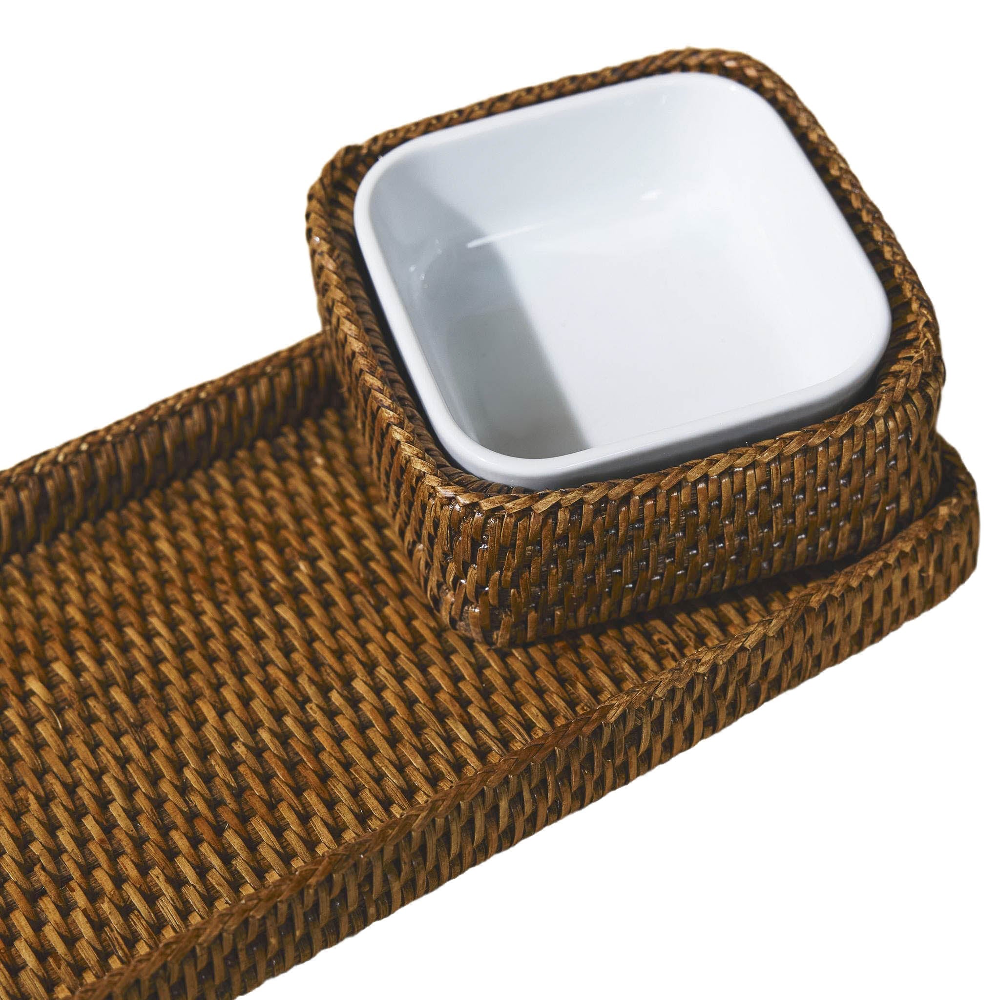 Rattan Üçlü Servis Seti