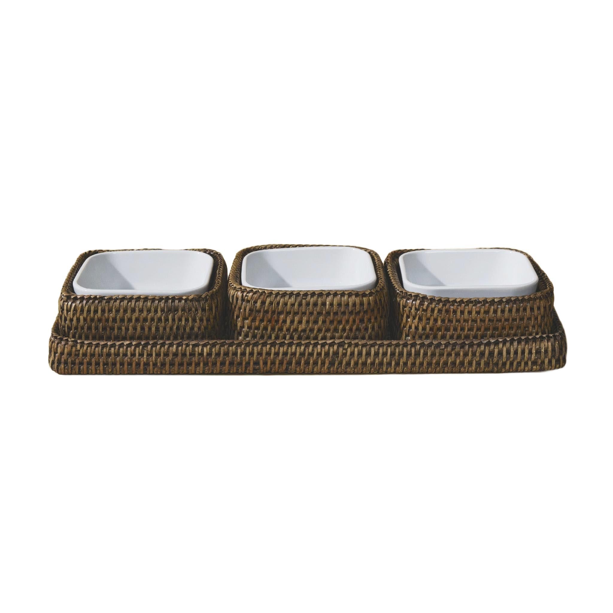 Rattan Üçlü Servis Seti