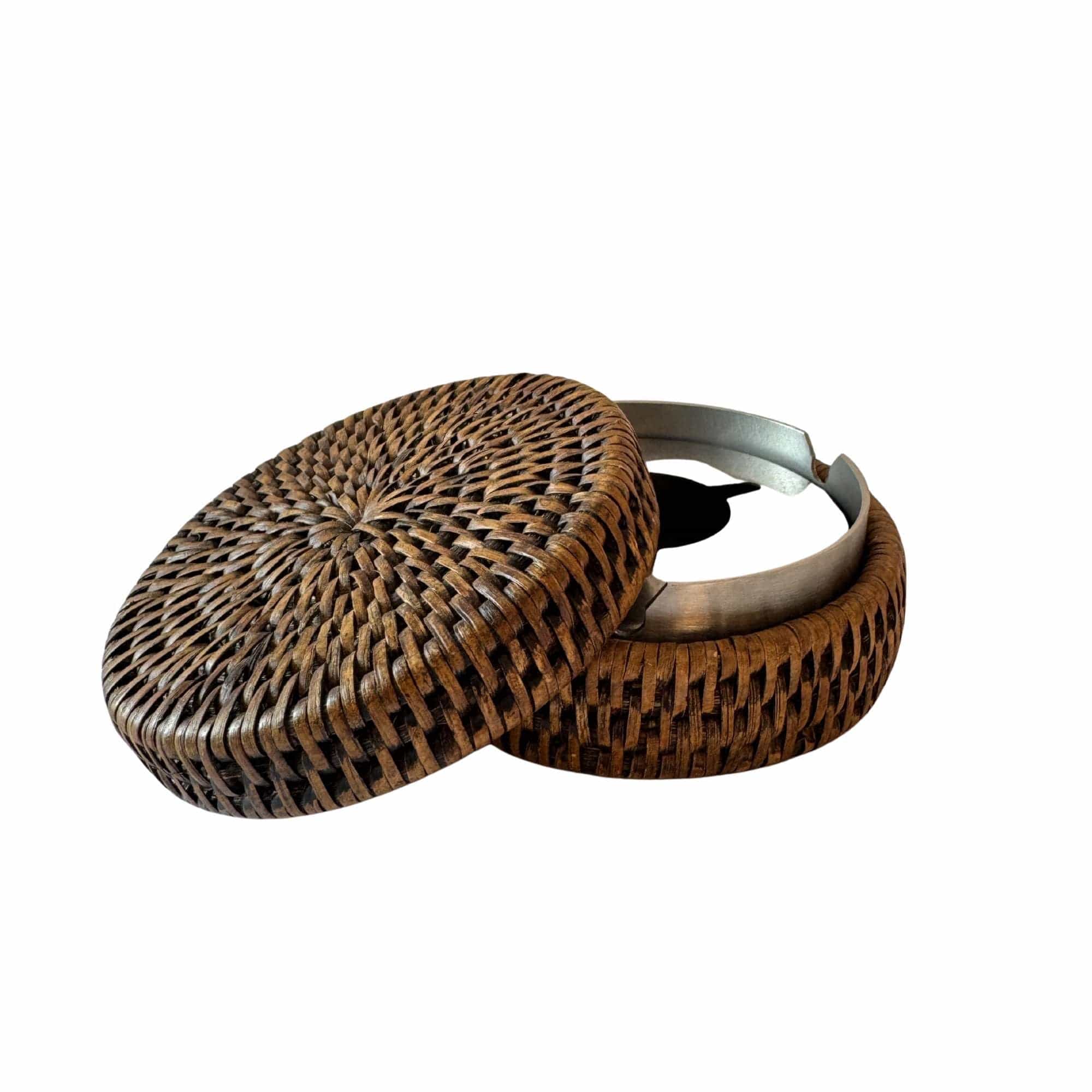 Koyu Kahverengi Alçak Rattan Kül Tablası