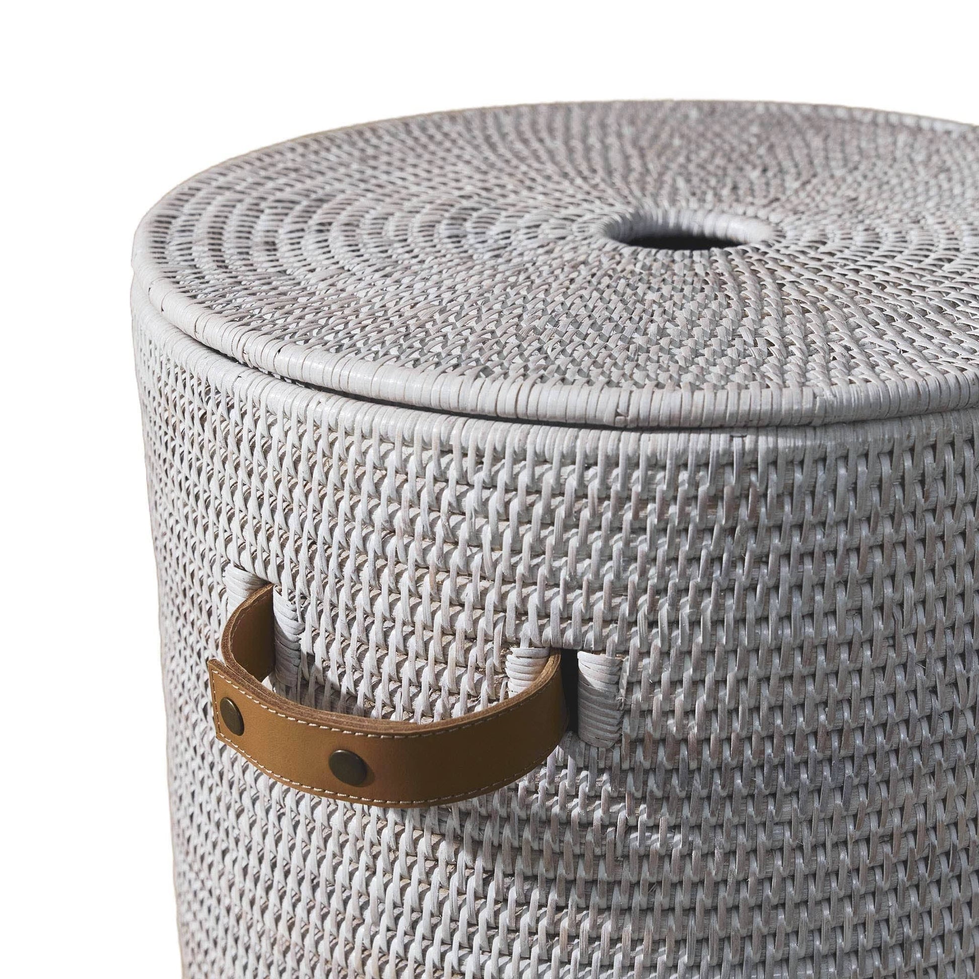 King Zoo Eskitme Beyaz Uzun Kapaklı Rattan Sepet 