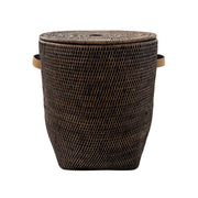 Koyu Kahverengi Uzun Kapaklı Rattan Sepet 