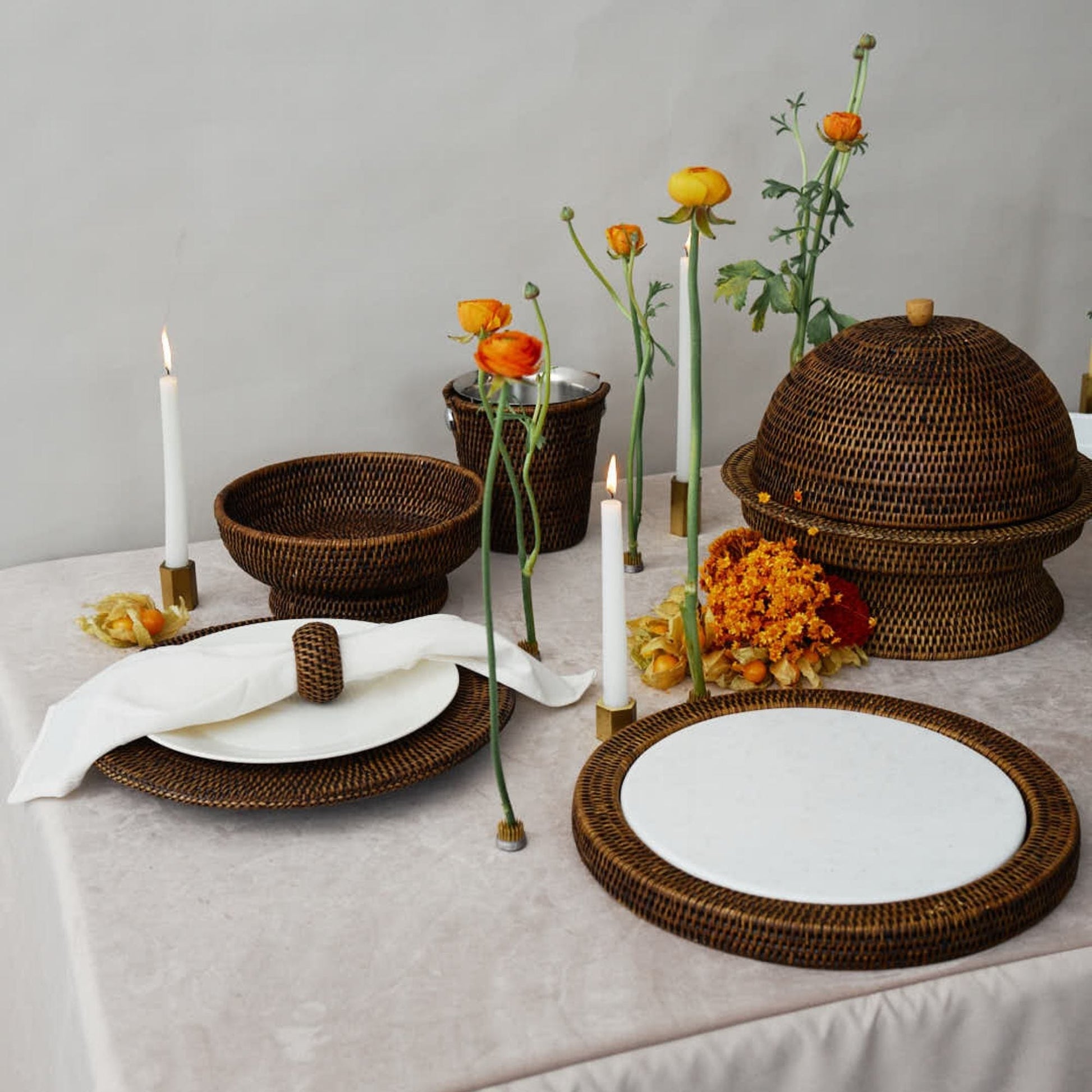 Kalın Rattan Peçete Halkası (4'lü Set)