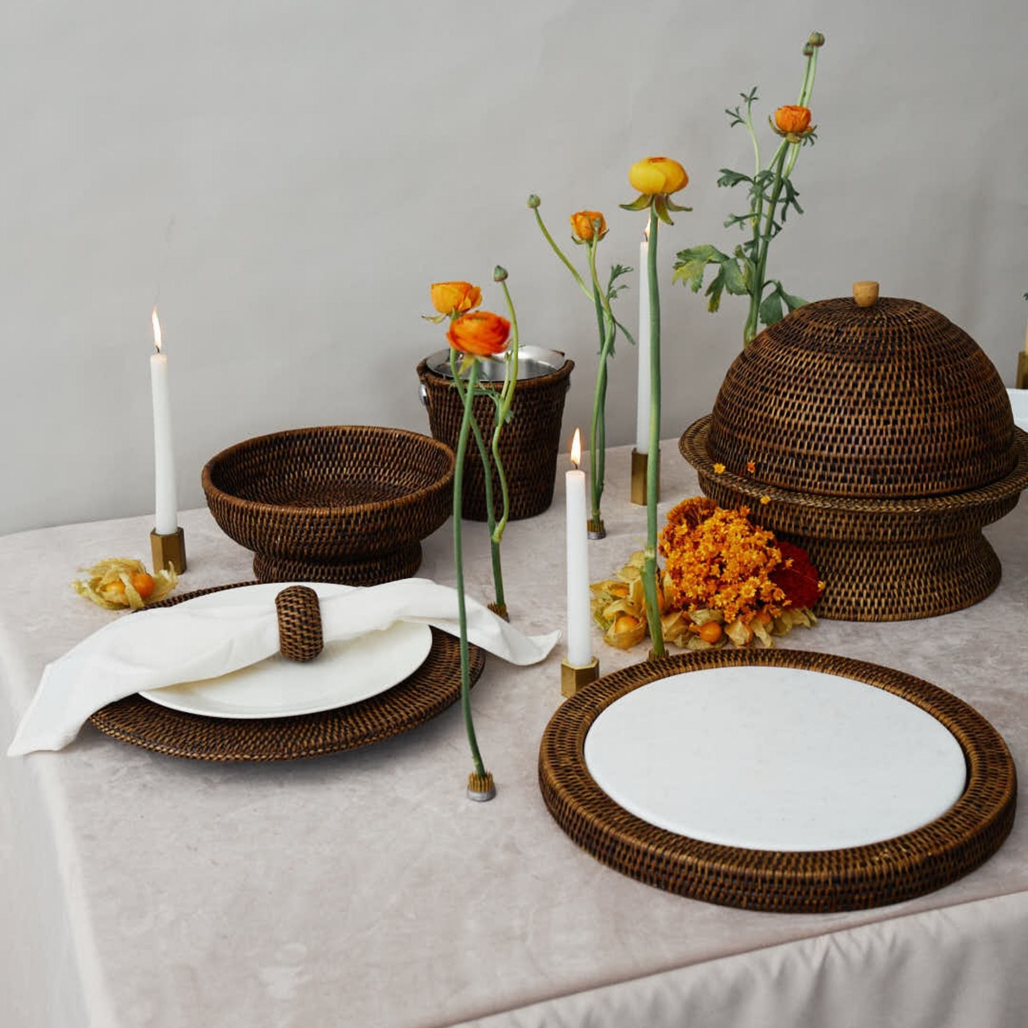 Kalın Rattan Peçete Halkası (4'lü Set)