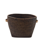 Koyu Kahverengi Kısa Geniş Rattan Sepet