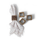 Kalın Kare Rattan Peçete Halkası (4'lü Set)