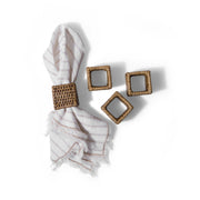 Kalın Kare Rattan Peçete Halkası (4'lü Set)