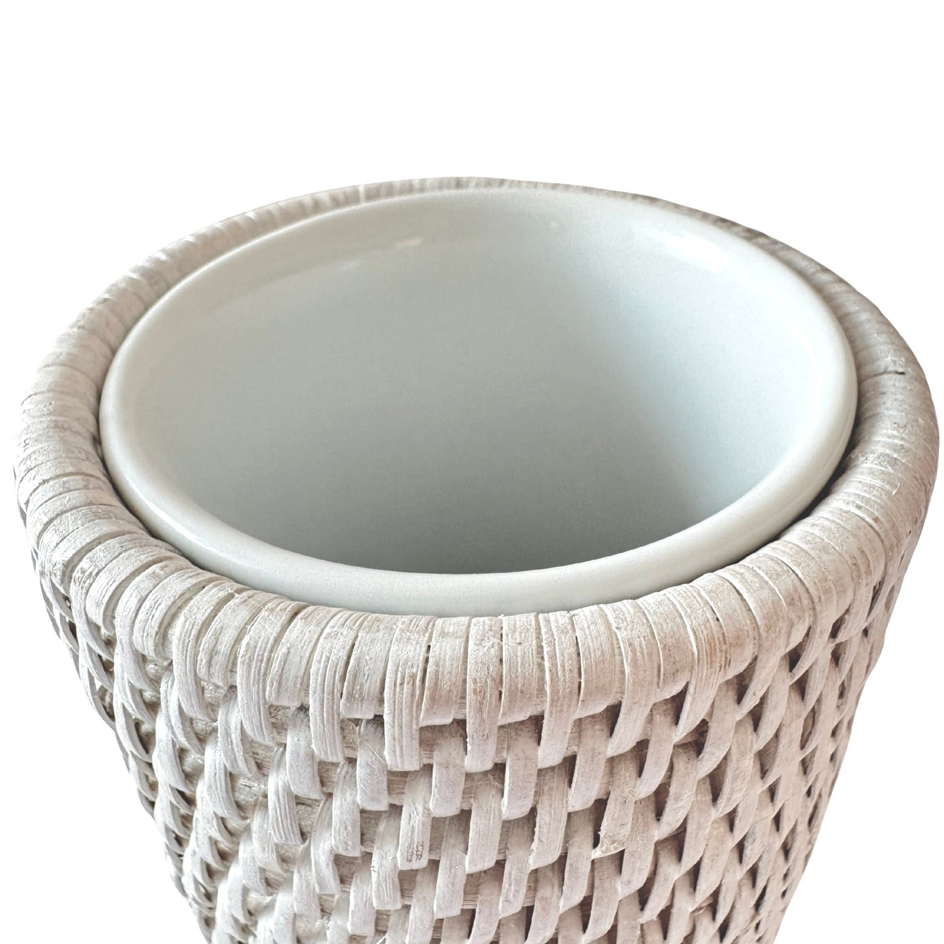 Beyaz Rattan Diş Fırçalık