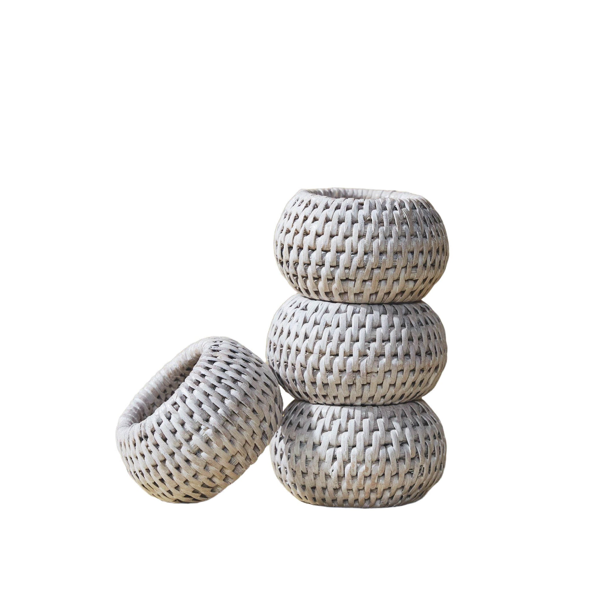 Kalın Rattan Peçete Halkası (4'lü Set)
