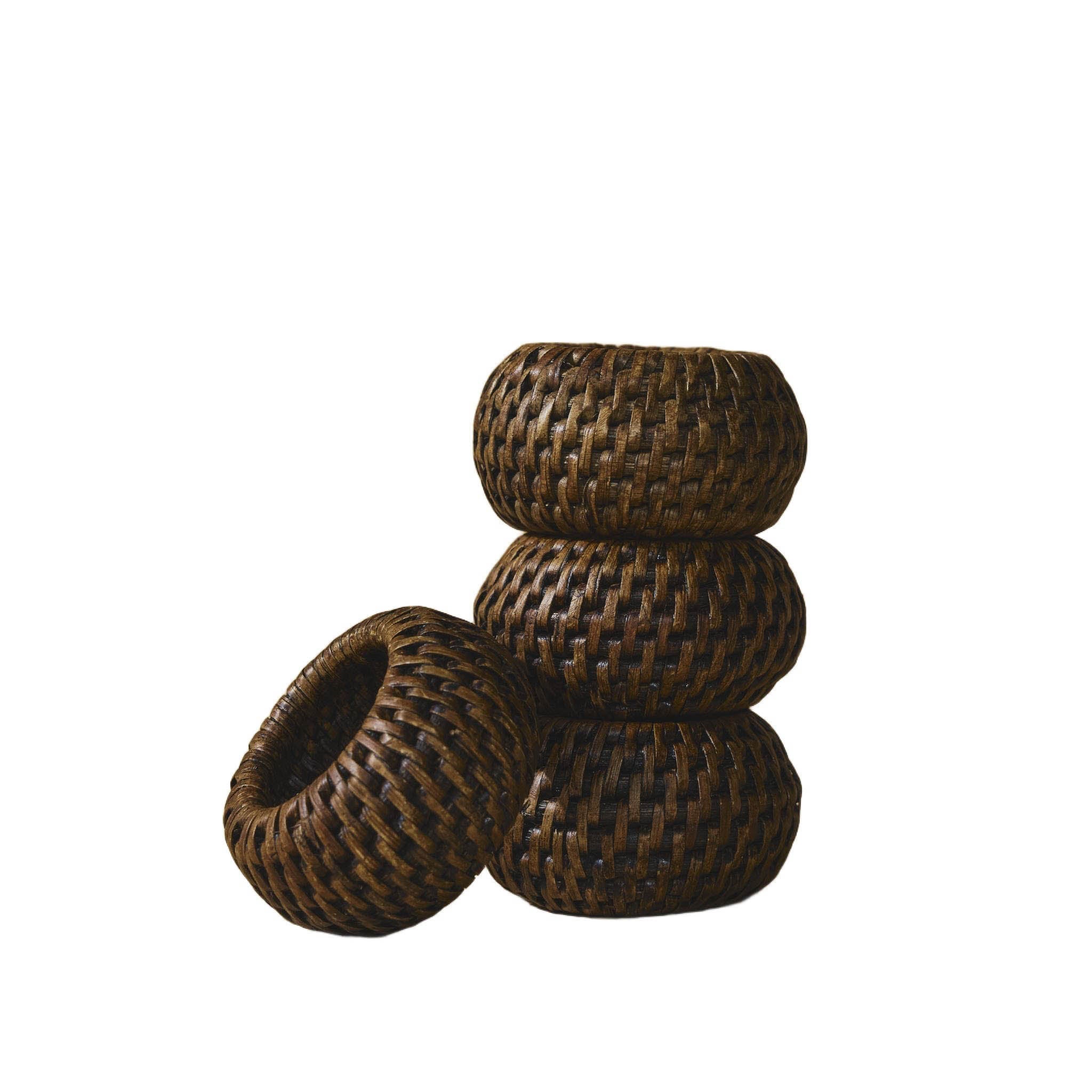 Kalın Rattan Peçete Halkası (4'lü Set)