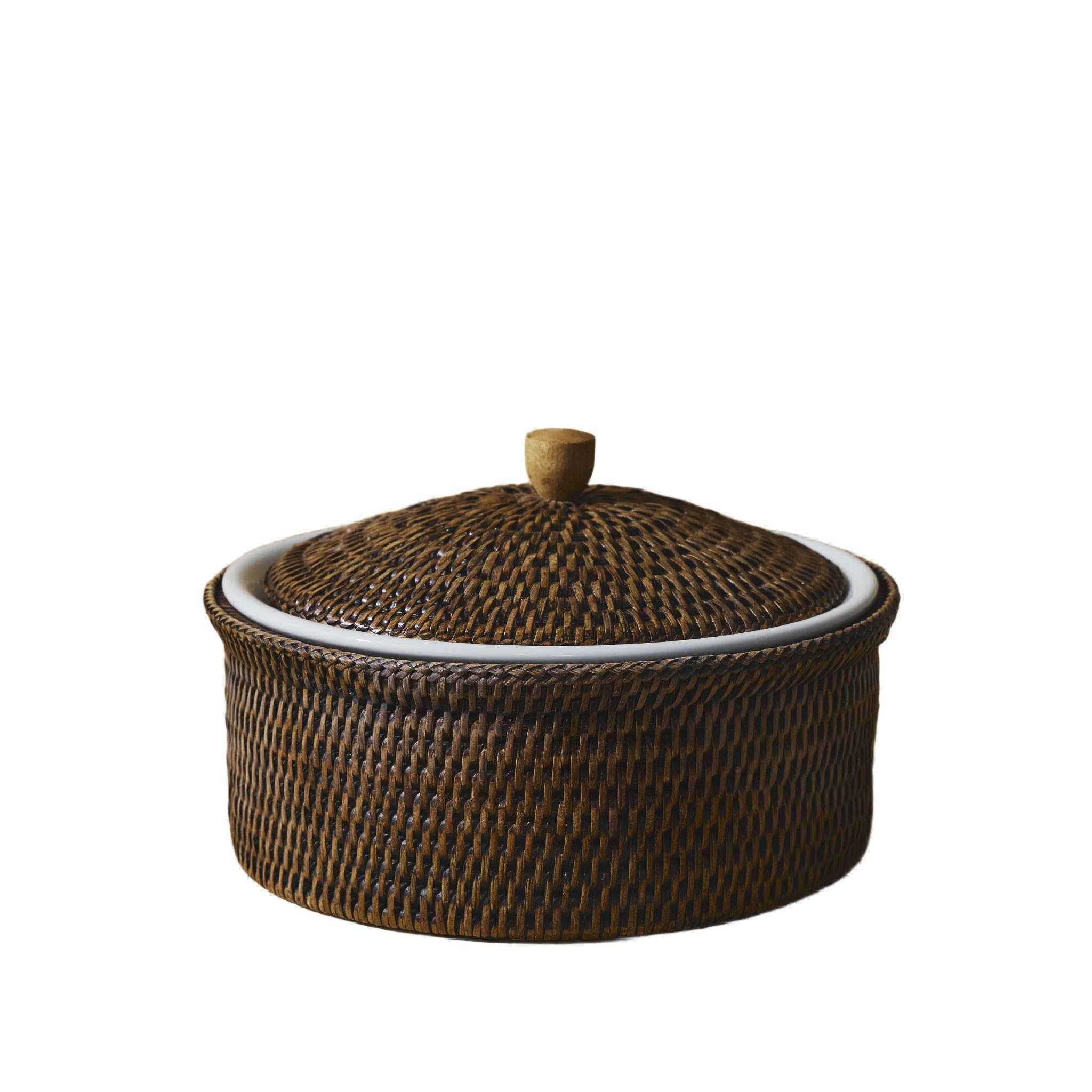 Kapaklı Yuvarlak Rattan Fırın Kabı
