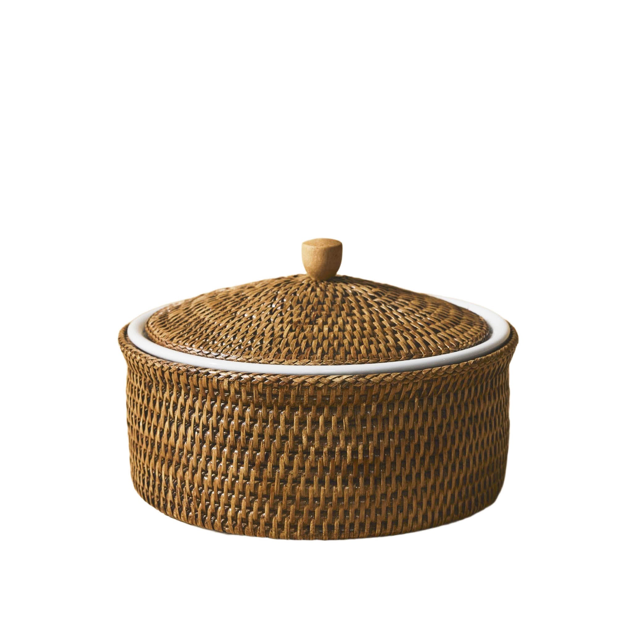 Kapaklı Yuvarlak Rattan Fırın Kabı