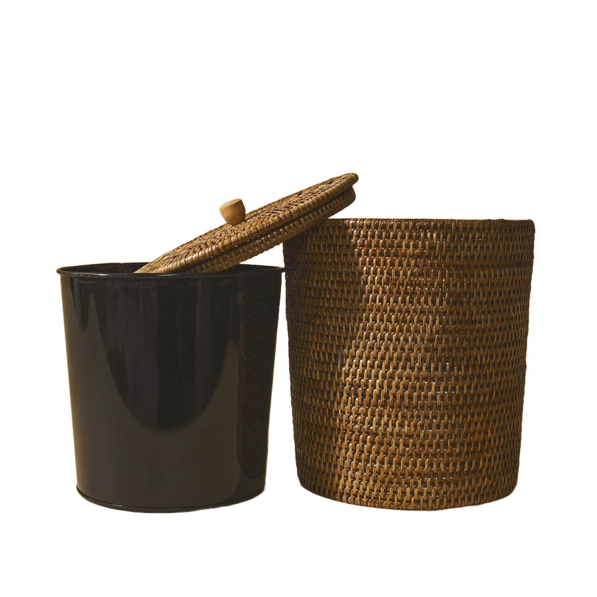 Rattan Kapaklı Çöp Kovası