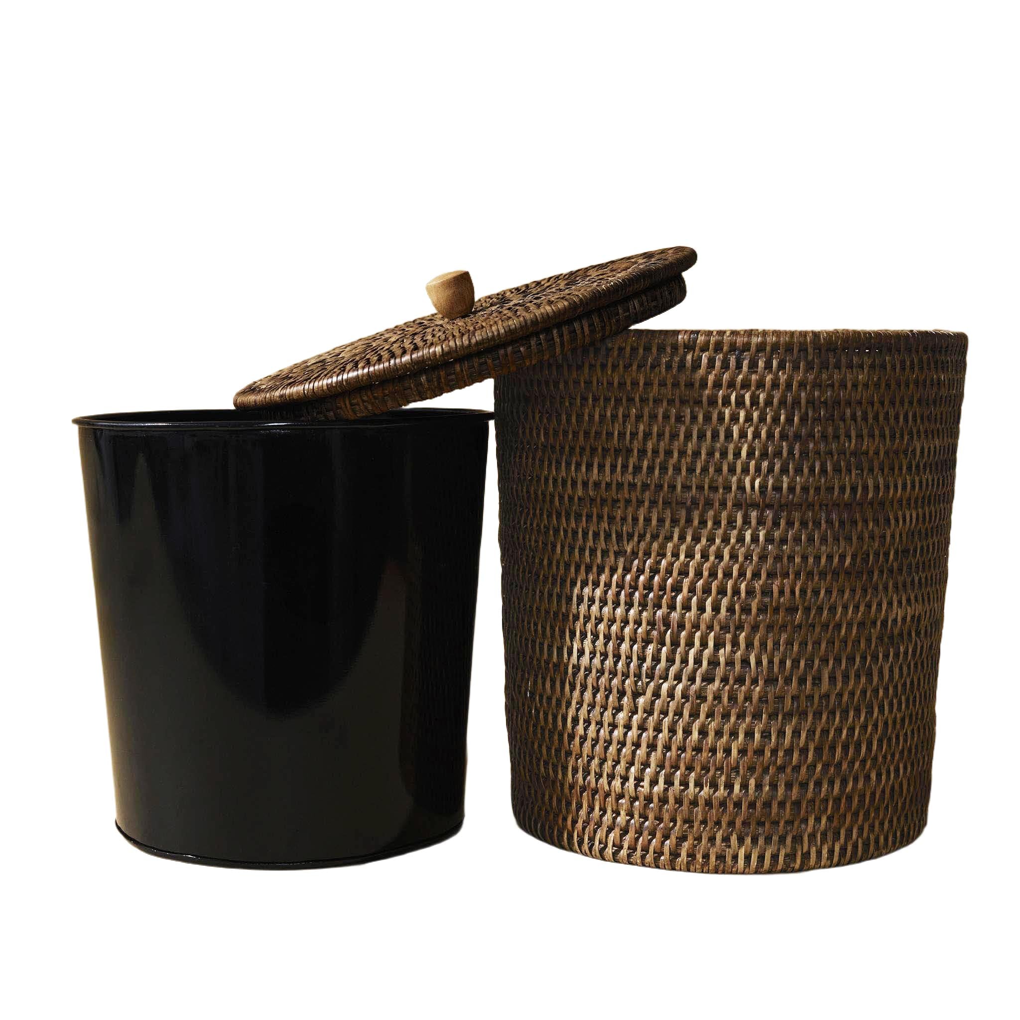Rattan Kapaklı Çöp Kovası