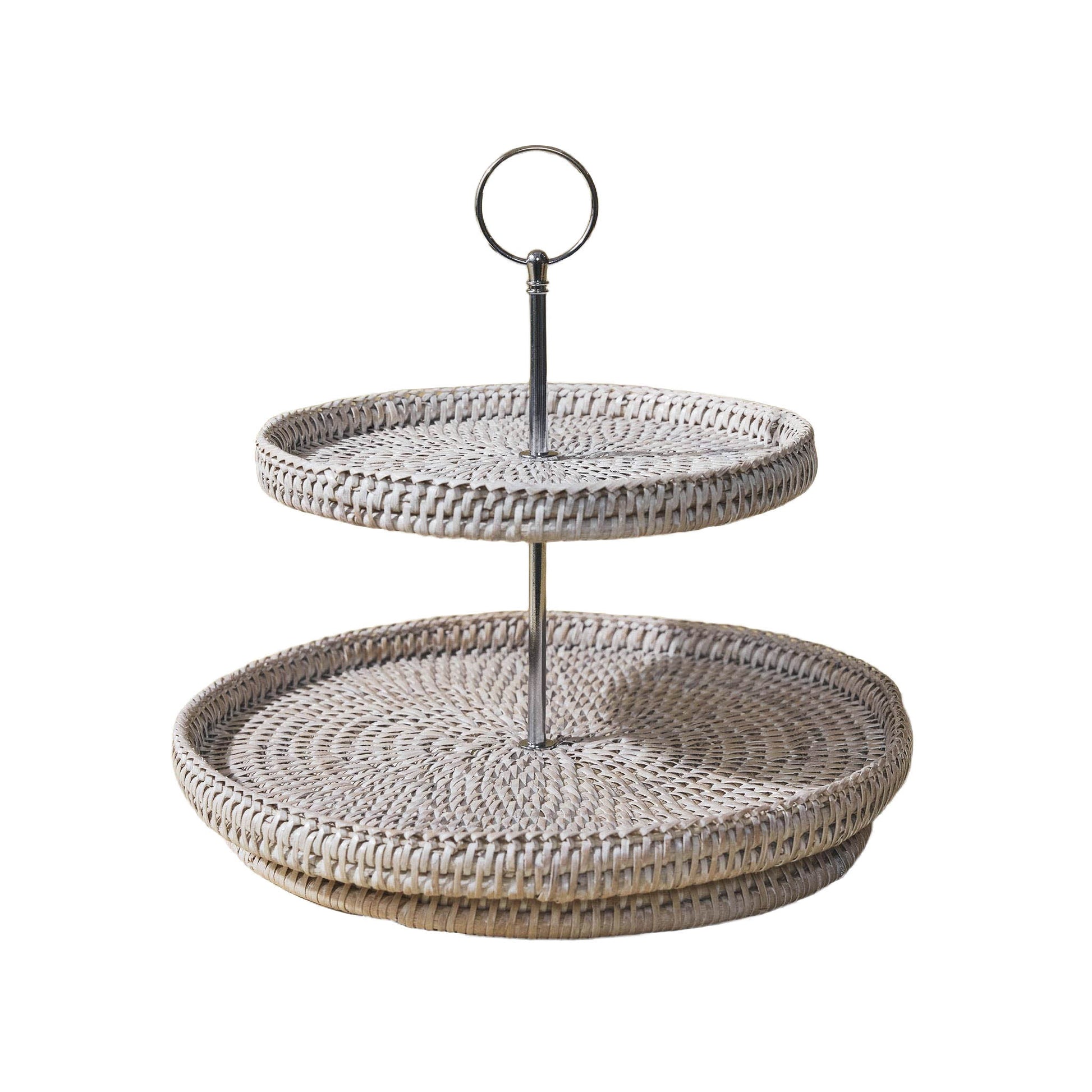 Büyük Çift Katlı Rattan Sunumluk