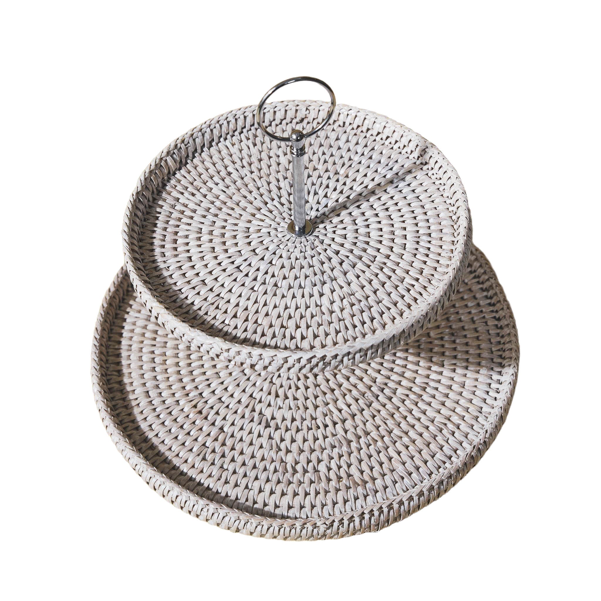 Büyük Çift Katlı Rattan Sunumluk