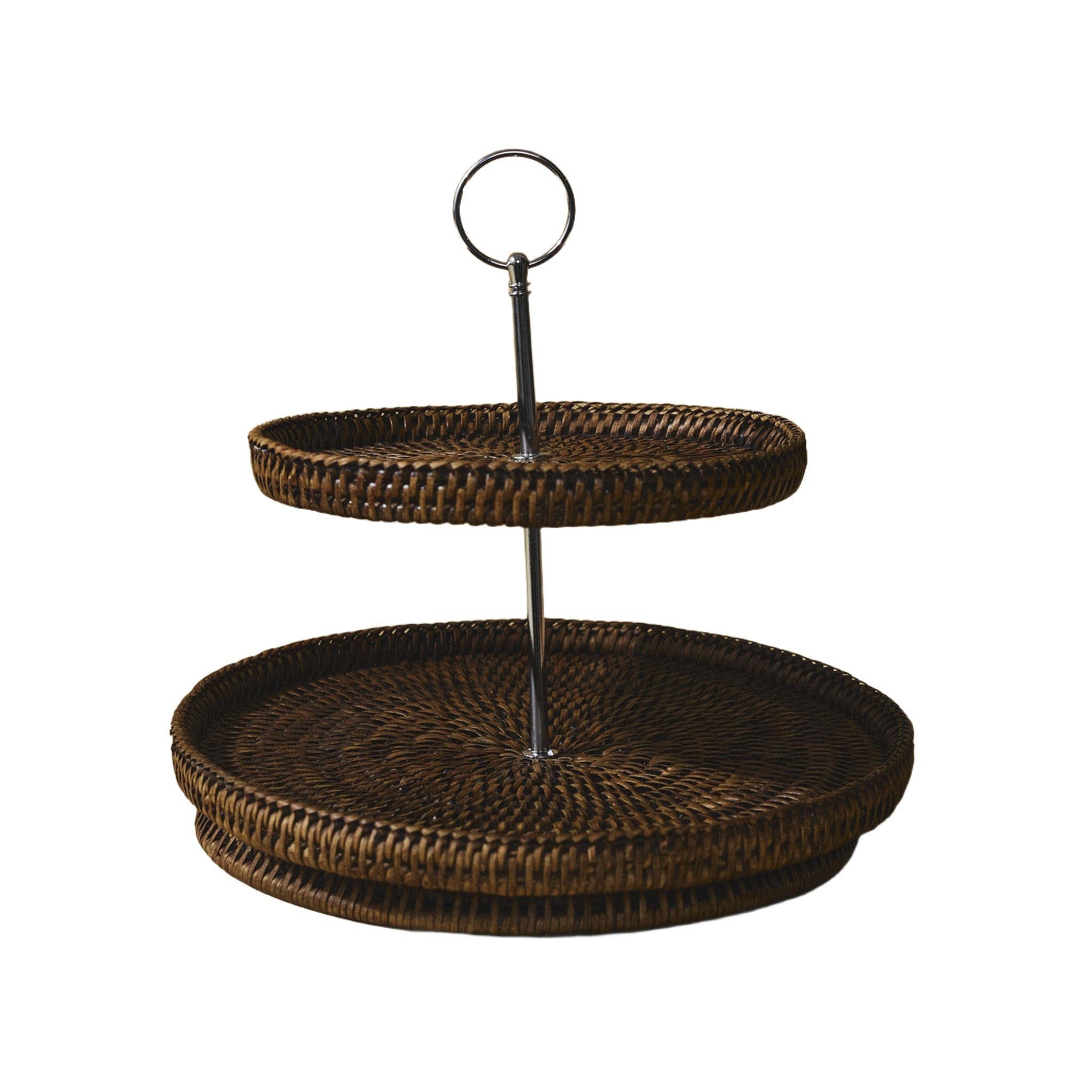 Büyük Çift Katlı Rattan Sunumluk