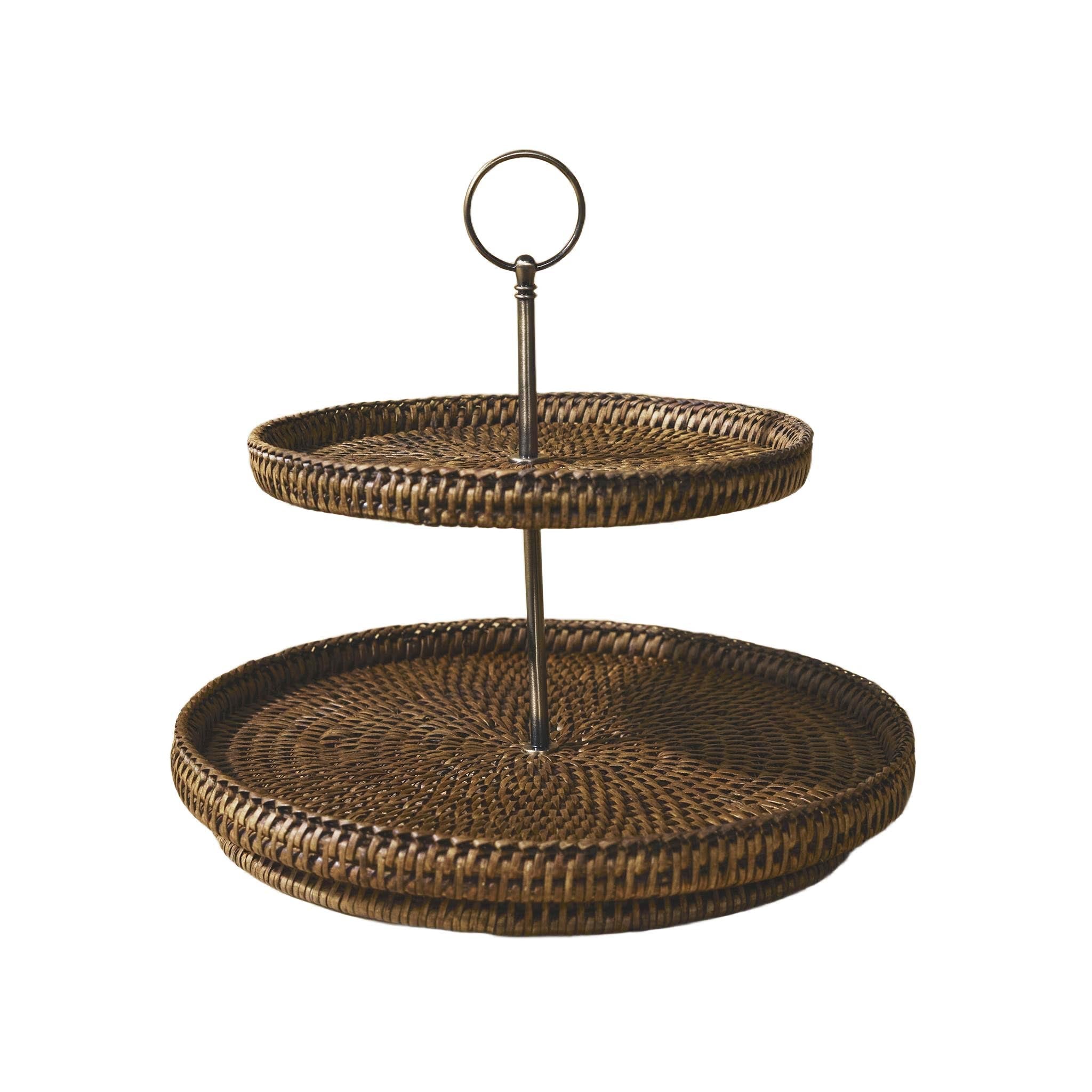 Büyük Çift Katlı Rattan Sunumluk