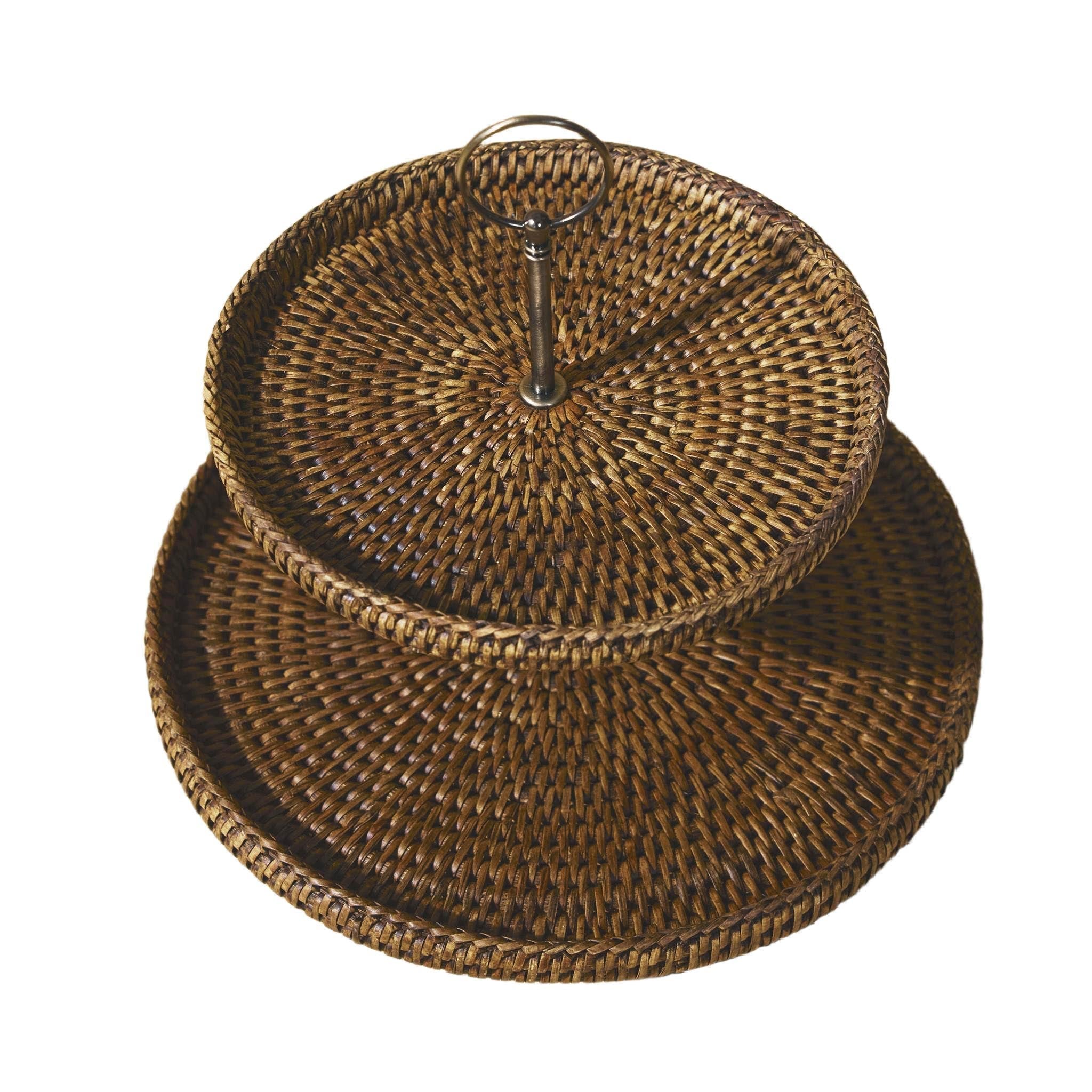 Büyük Çift Katlı Rattan Sunumluk