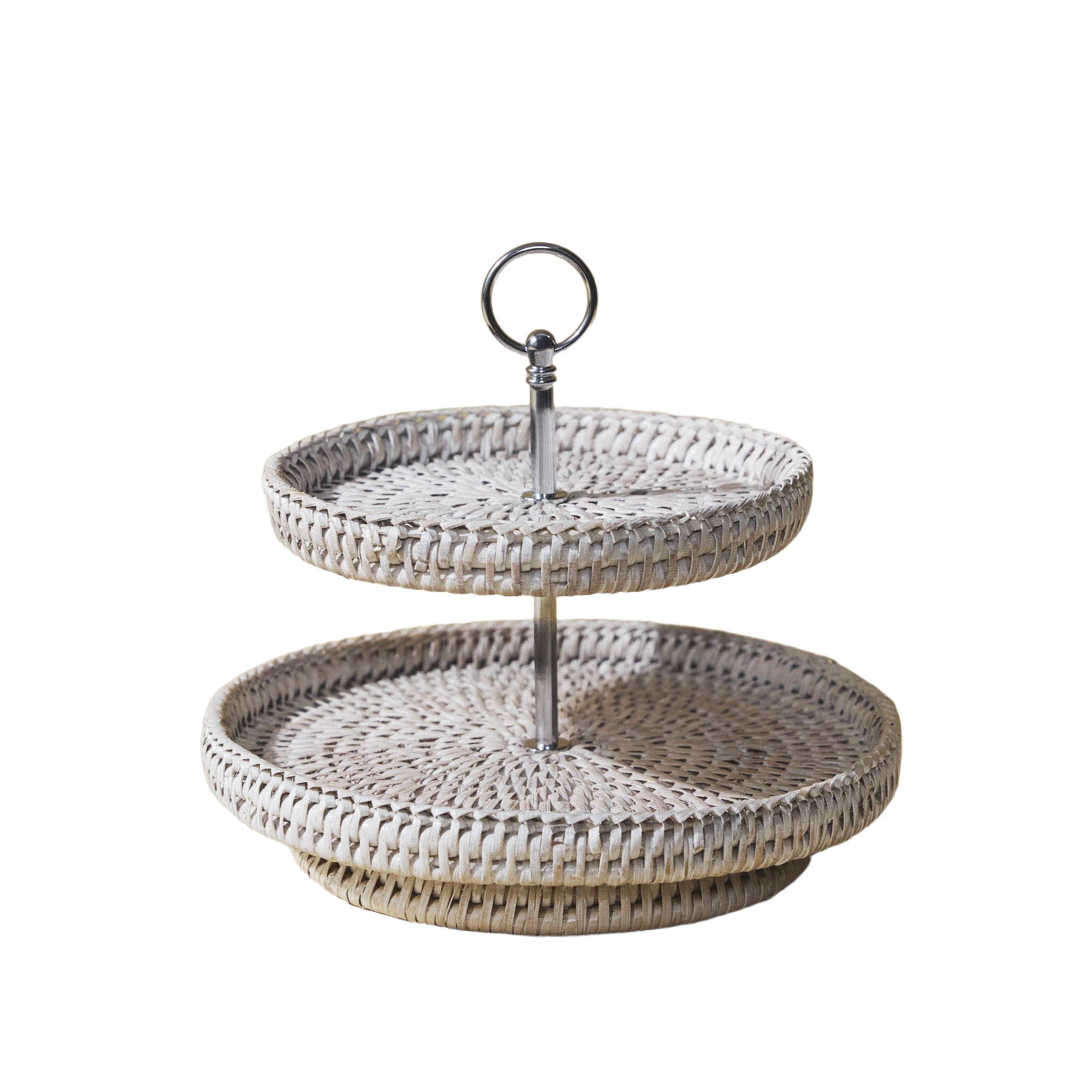 Küçük Çift Katlı Rattan Sunumluk