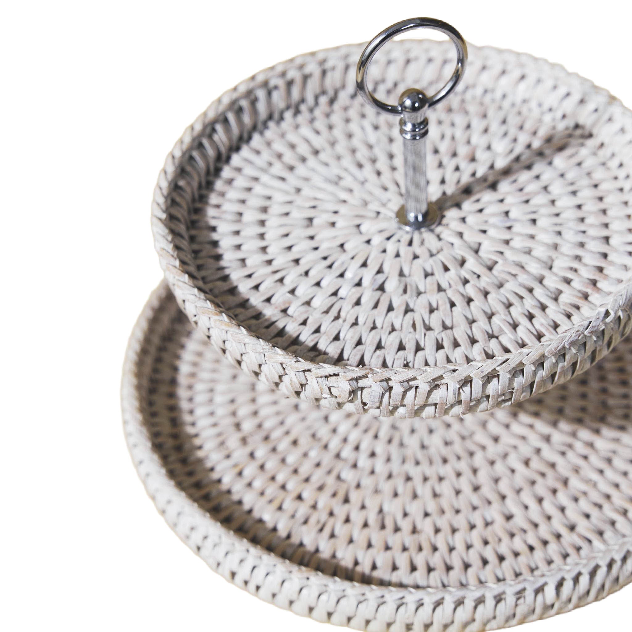 Küçük Çift Katlı Rattan Sunumluk