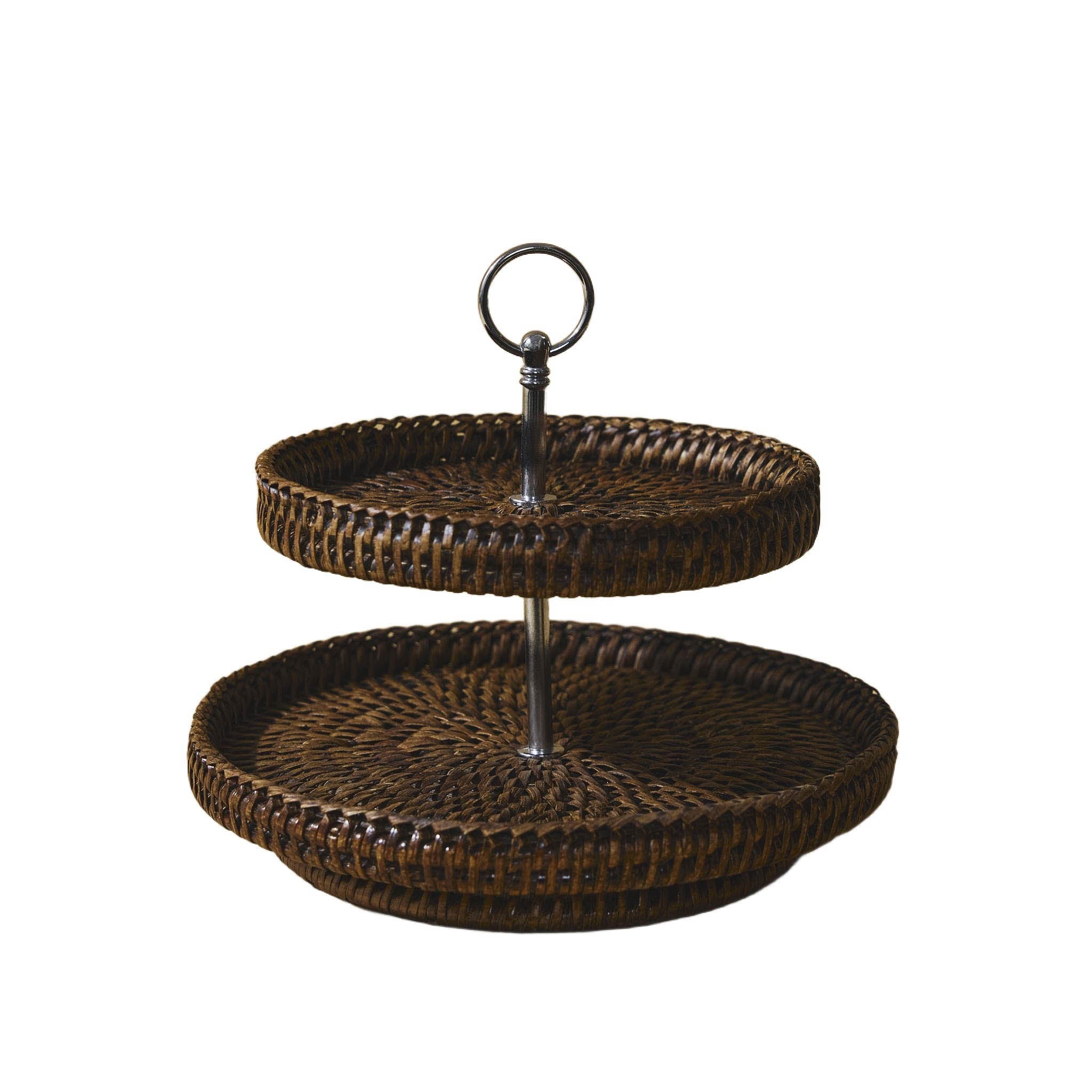 Küçük Çift Katlı Rattan Sunumluk