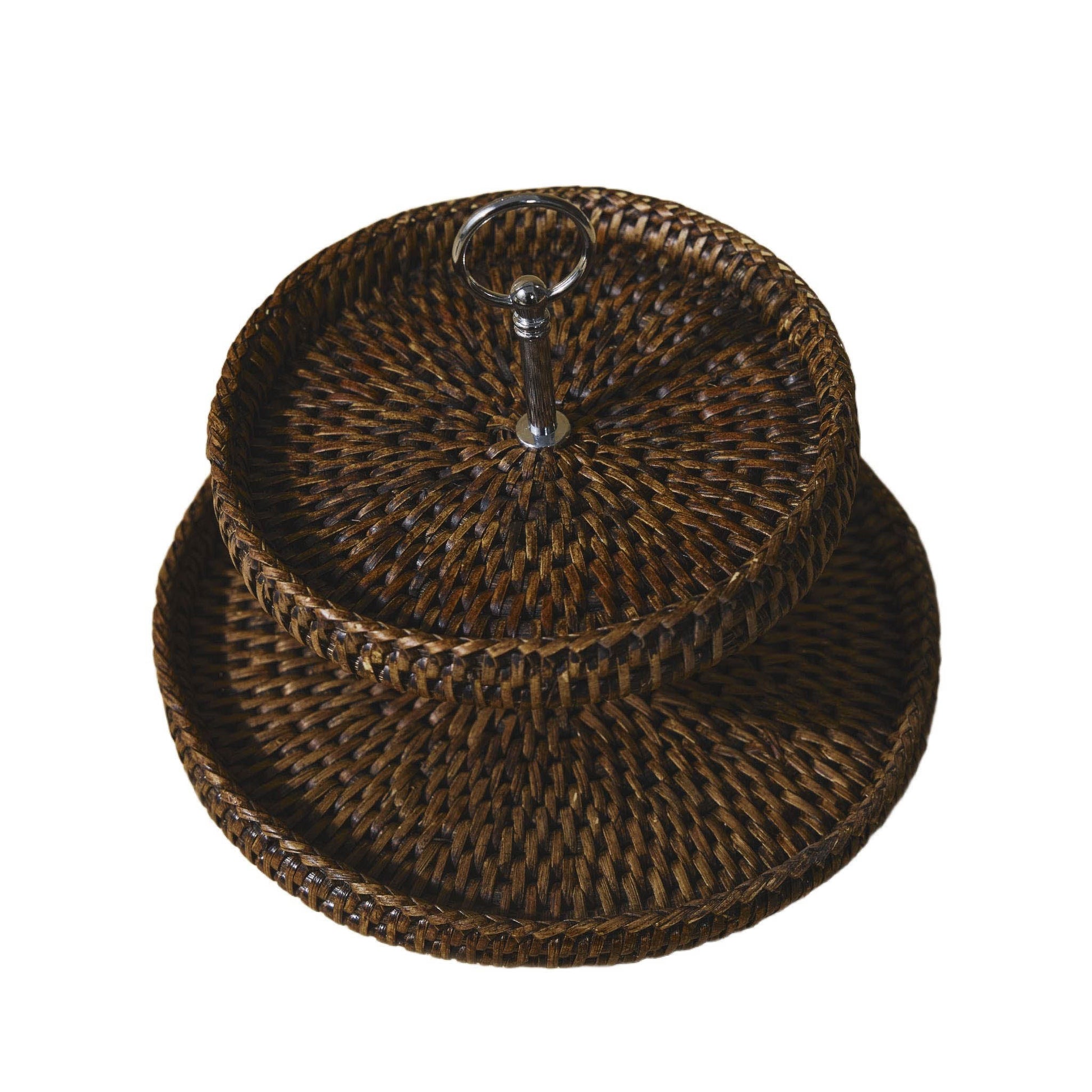 Küçük Çift Katlı Rattan Sunumluk