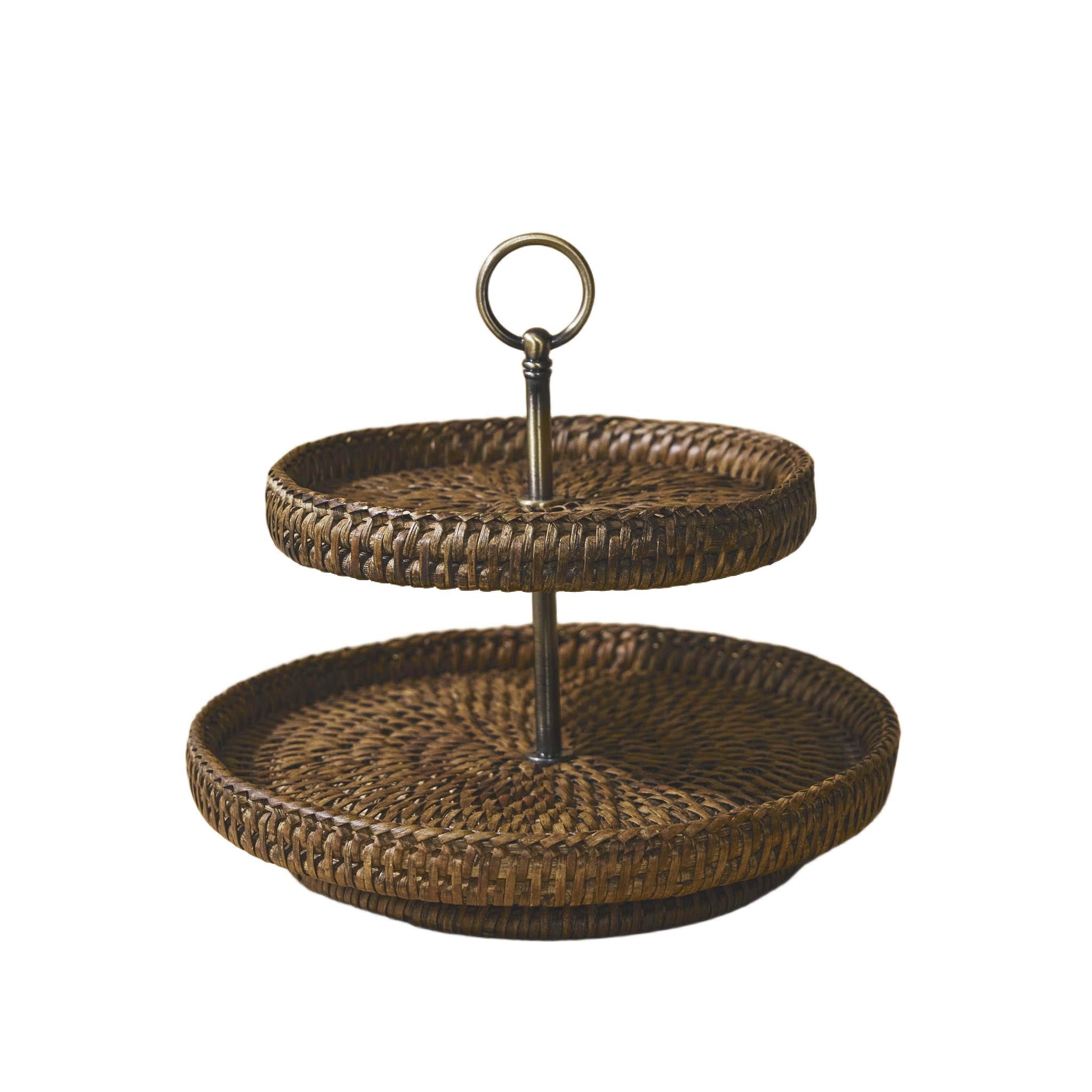 Küçük Çift Katlı Rattan Sunumluk