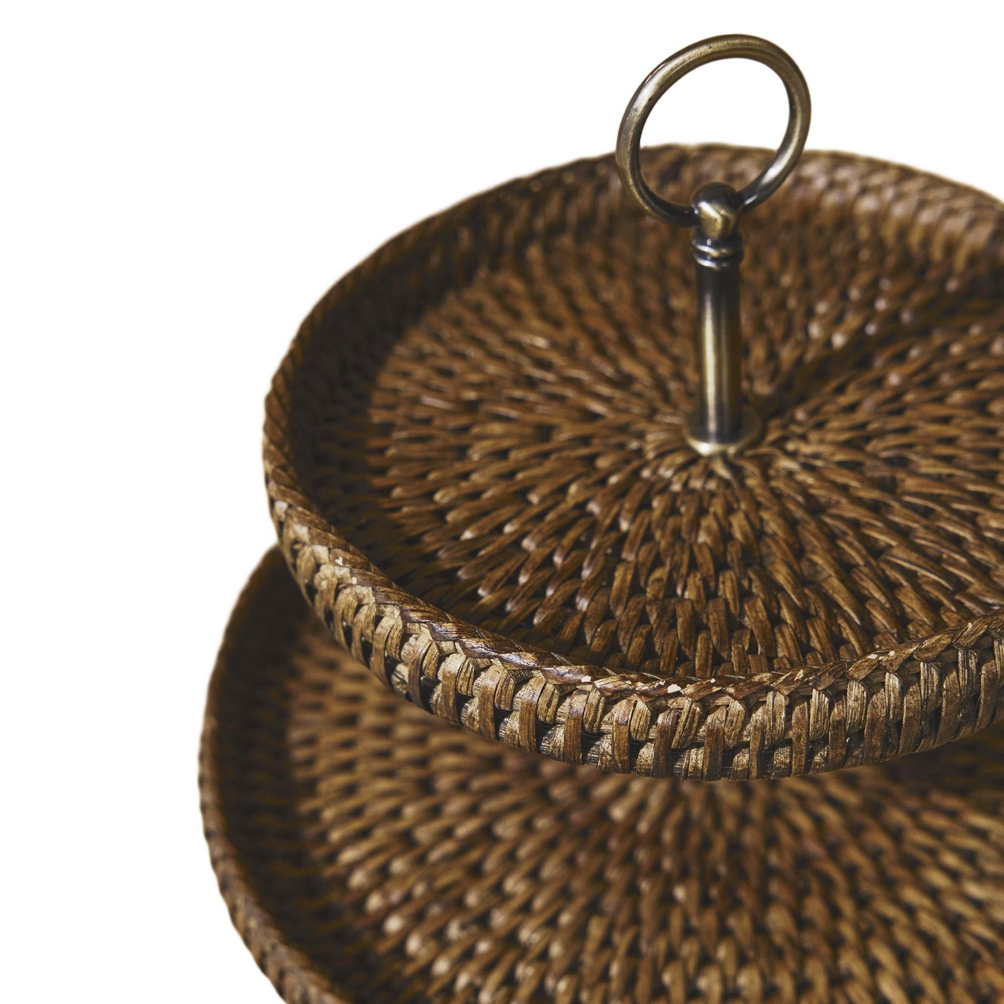 Küçük Çift Katlı Rattan Sunumluk